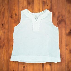 Talbots Women's Linen Sleeveless White Camisole Tank Top Crochet Size LP Petites